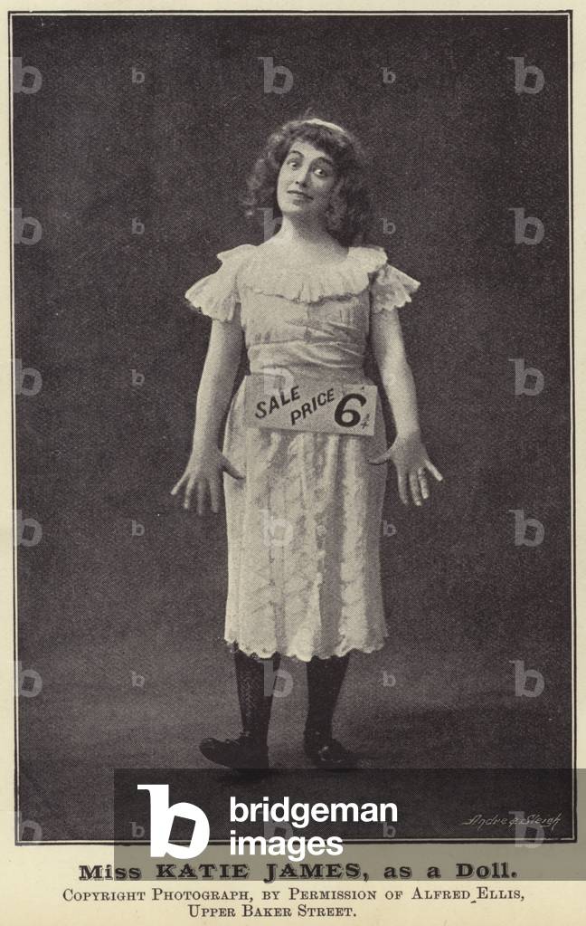 Miss Katie James, as a Doll (b/w photo)