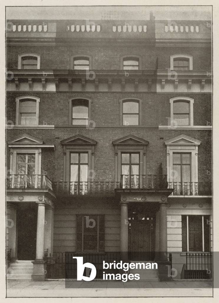 36 Onslow Square, Brompton, London, home of English novelist William Makepeace Thackeray from 1853 to 1862 (b/w photo)