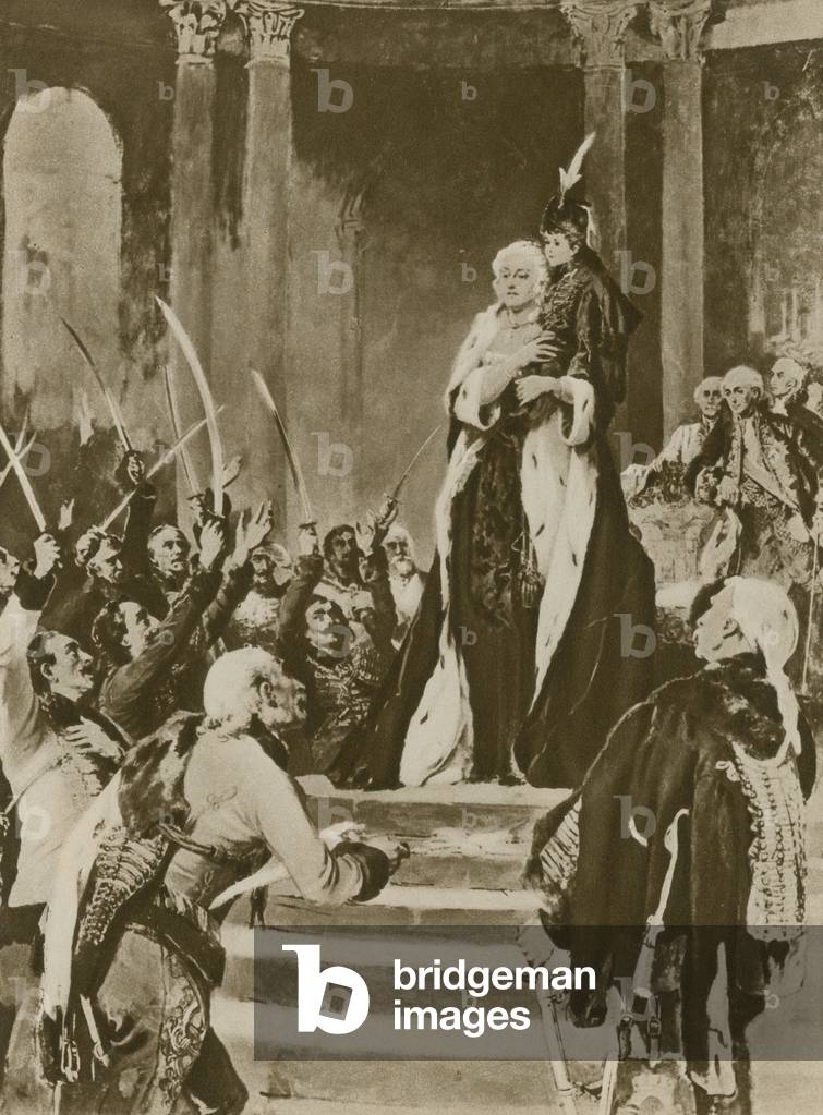 A woman ruler appeals to her subjects (gravure)