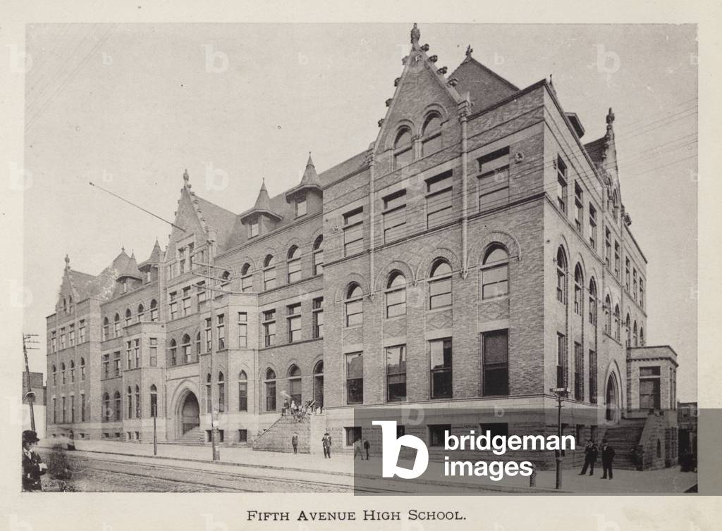 Pittsburgh: Fifth Avenue High School (b/w photo)