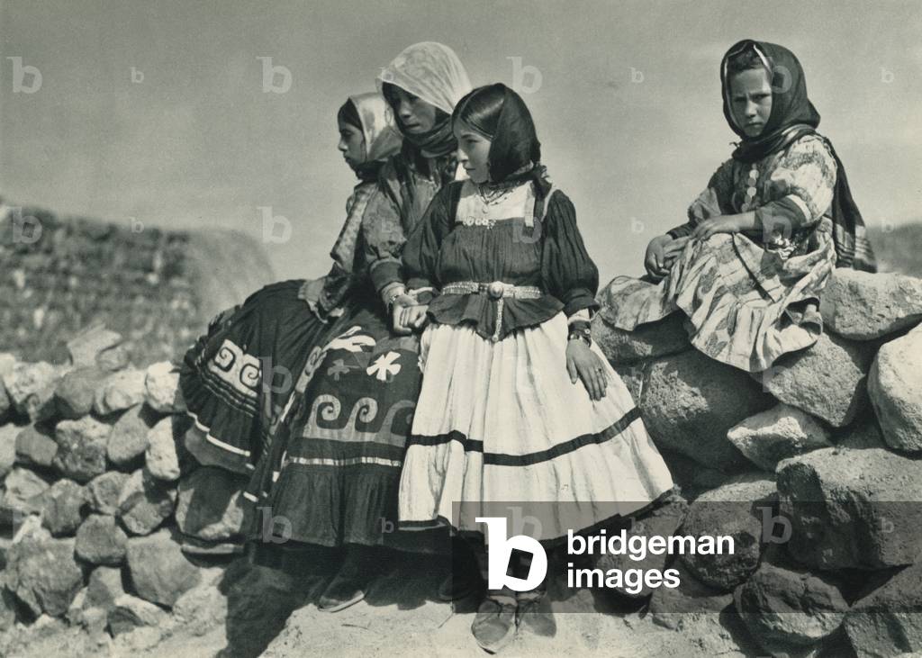 Turkey: Dogu Anadoluda koylu kizlari, Peasant-Girls of East Anatolia (b/w photo)