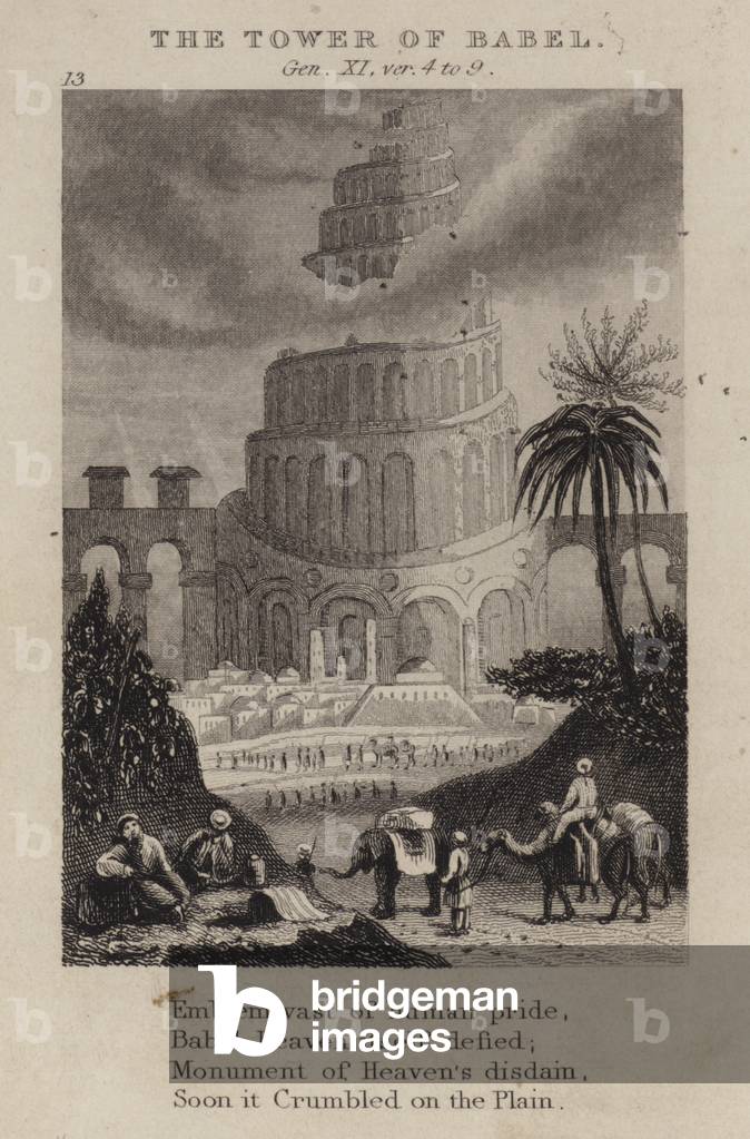 The Tower of Babel, Genesis XI, ver 4 to 9 (engraving)
