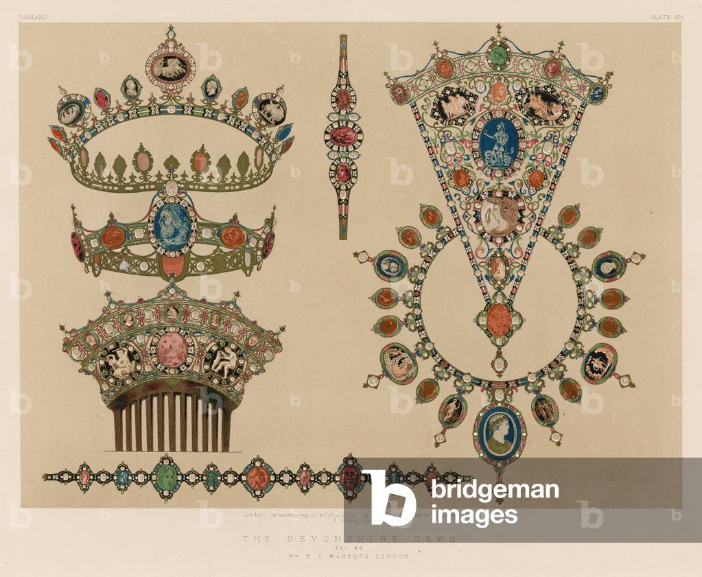The Devonshire Gems set by Mr C F Hancock, London (chromolitho)