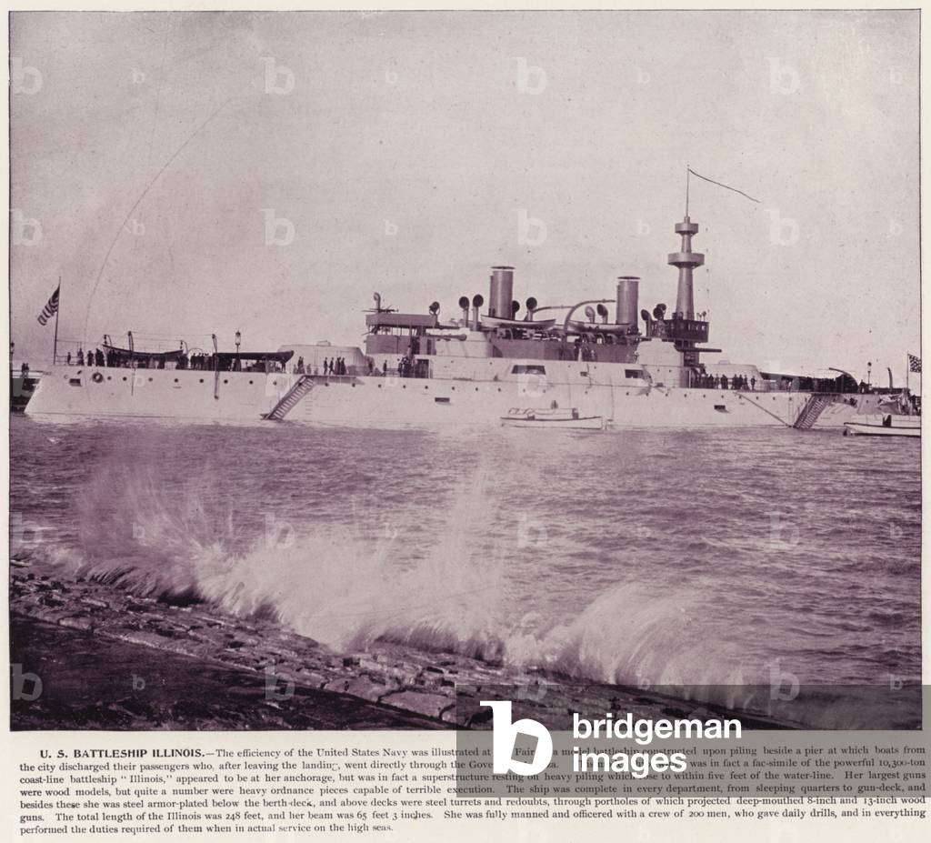 Chicago World's Fair, 1893: US Battleship Illinois (b/w photo)