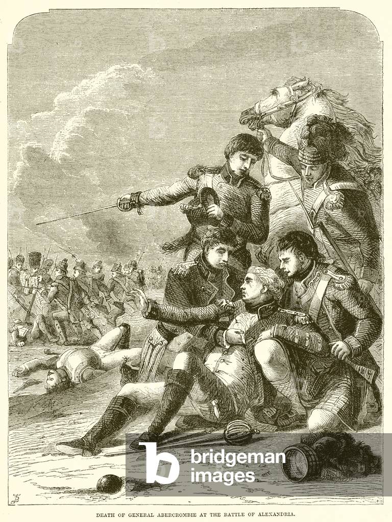 Death of General Abercrombie at the Battle of Alexandria (engraving)