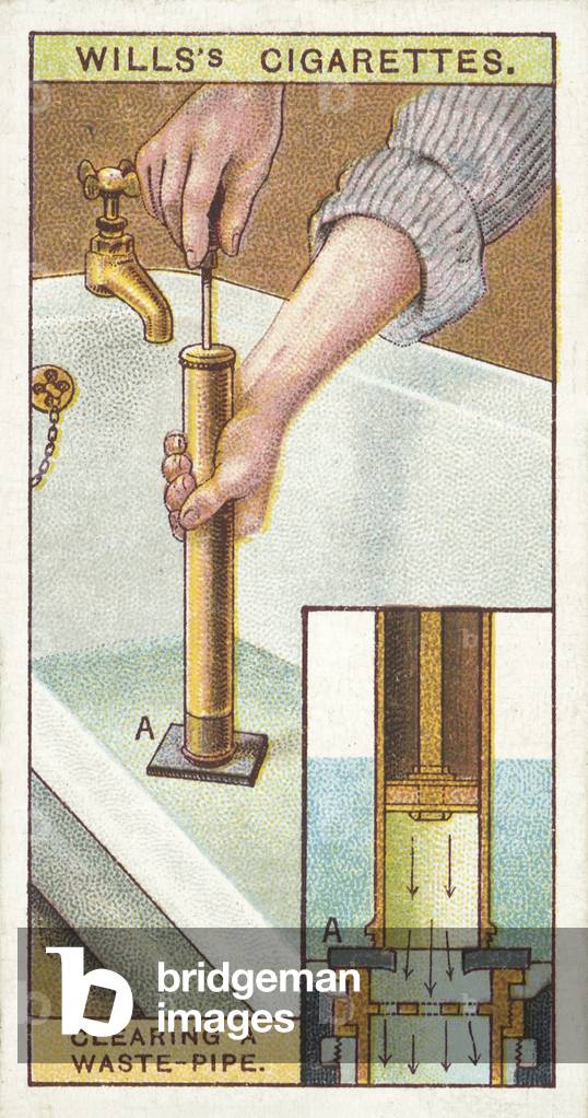 Household Hints, Clearing a Waste-pipe (chromolitho)