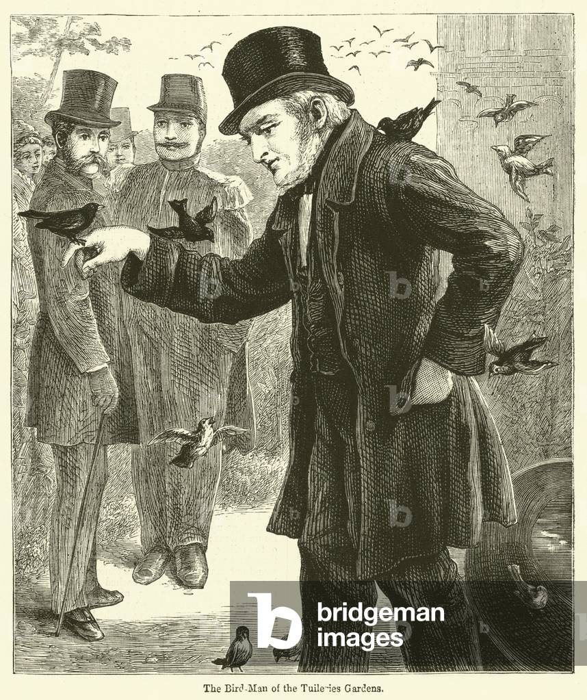 The Bird-Man of the Tuileries Gardens (engraving)