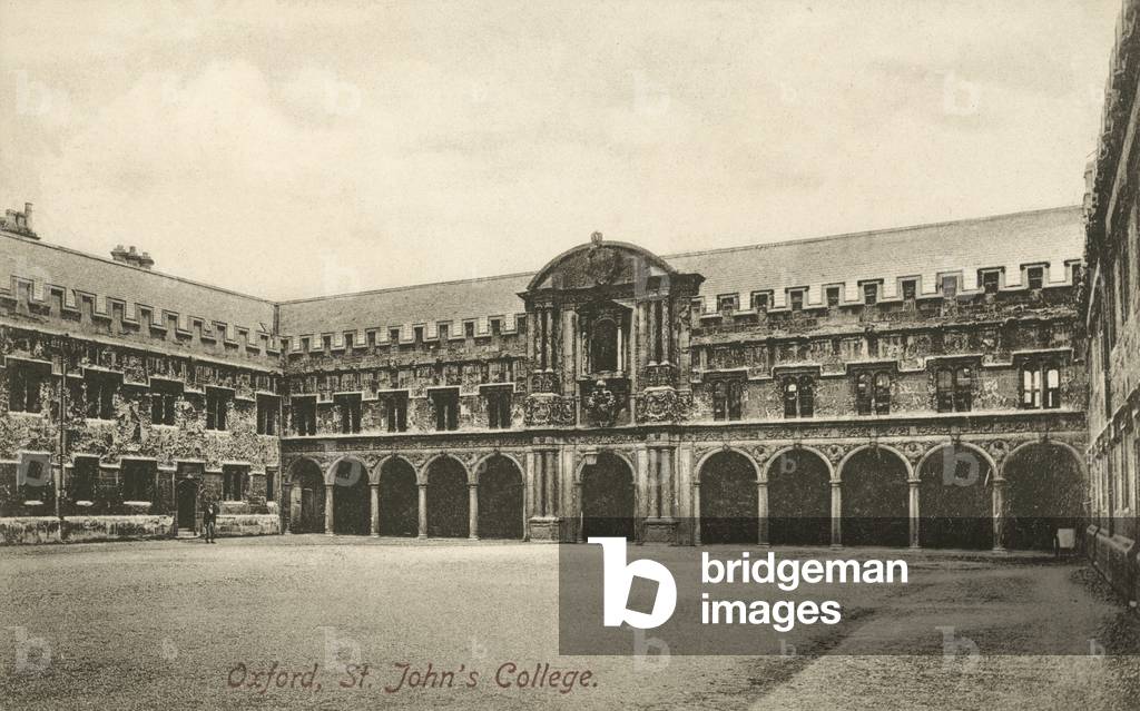 Canterbury Quad, St John's College, Oxford, Oxfordshire (b/w photo)