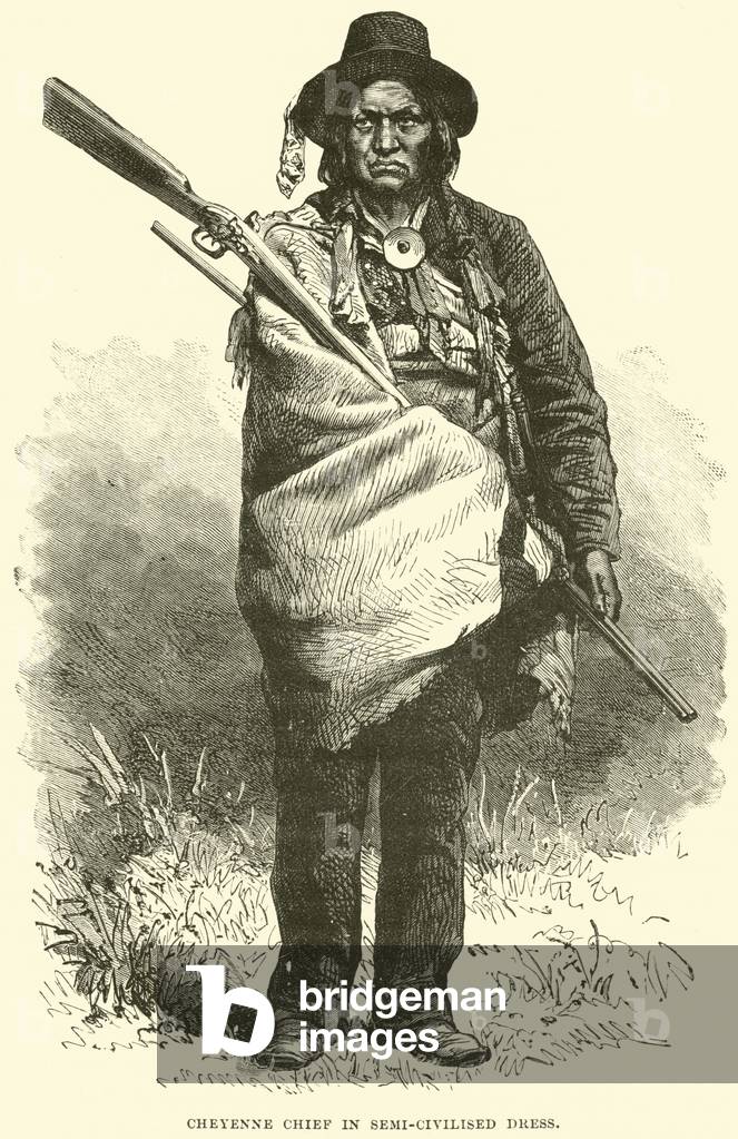 Cheyenne Chief in semi-civilised dress (engraving)