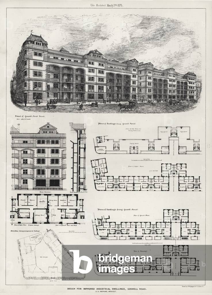Design for Improved Industrial Dwellings, Goswell Road (engraving)