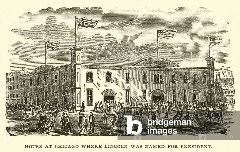 House at Chicago where Lincoln was named for President (engraving)