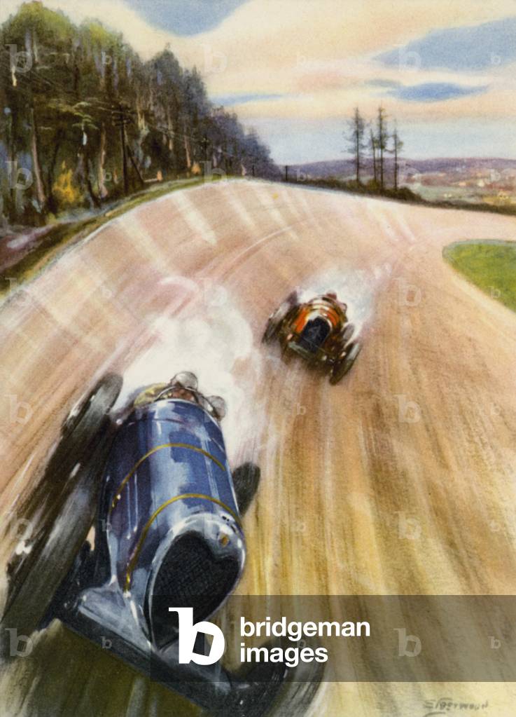 On the race-track (colour litho)