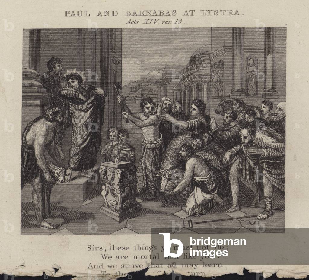 Paul and Barnabas at Lystra, Acts XIV, ver 13 (engraving)