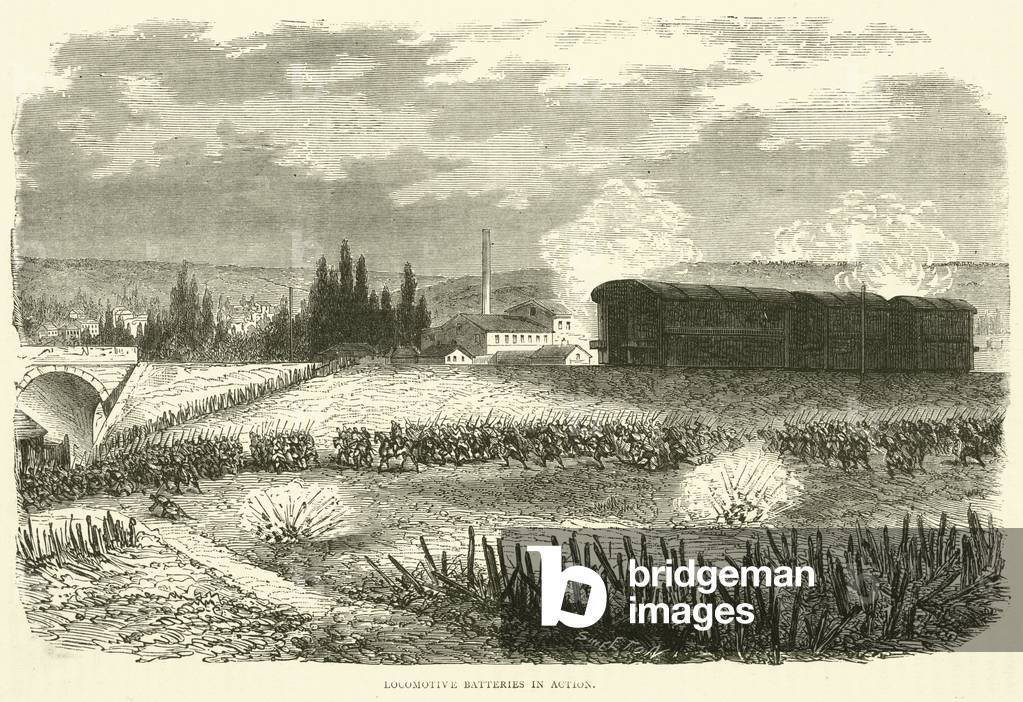 Locomotive Batteries in action, November 1870 (engraving)