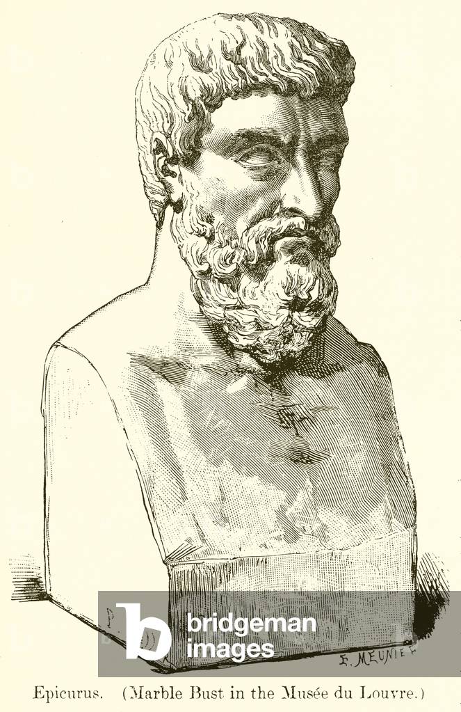 Epicurus. (Marble Bust in the Musee du Louvre) (engraving)