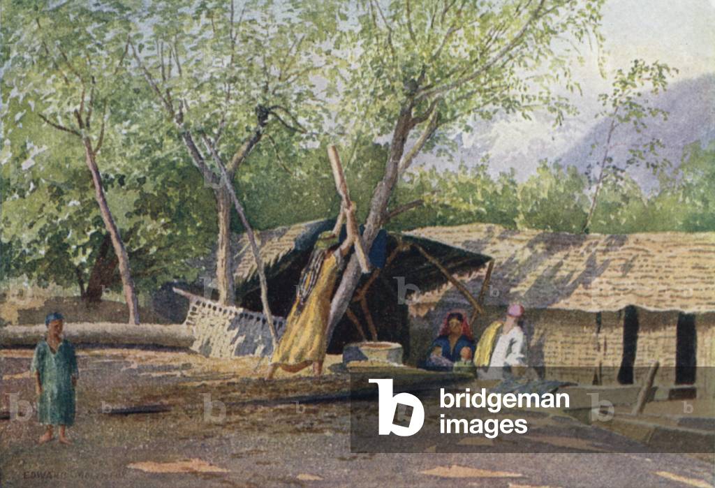 A Boatman and his Family (colour litho)