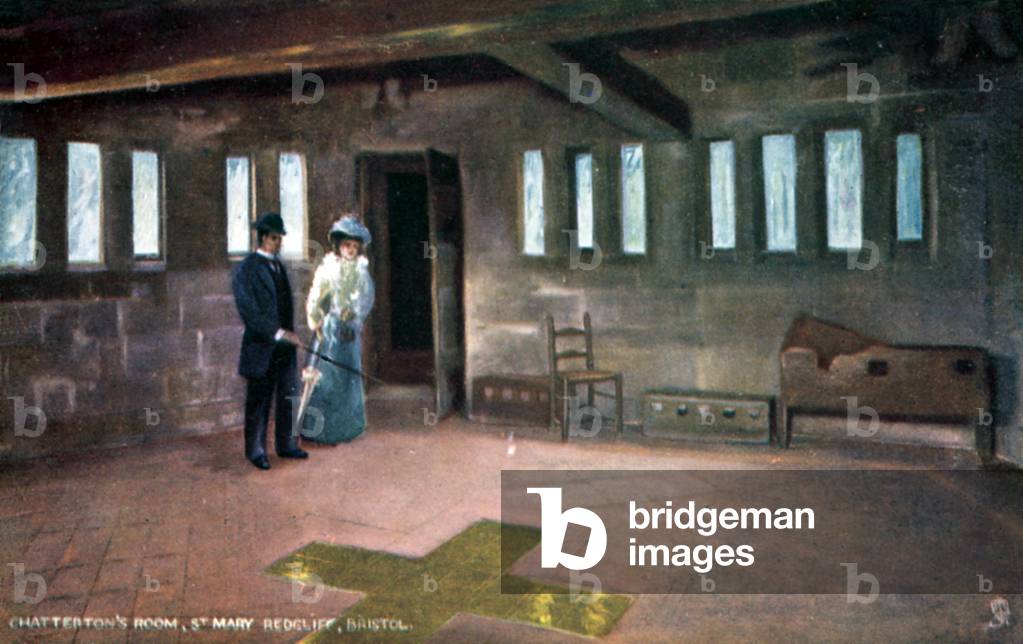 Chatterton's House, St Mary Redcliff, Bristol (colour litho)