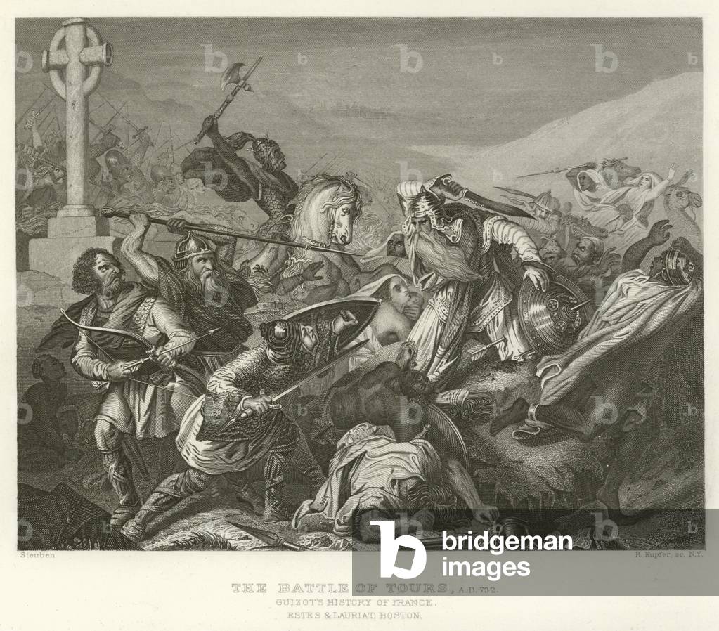 The Battle of Tours, AD 732 (engraving)