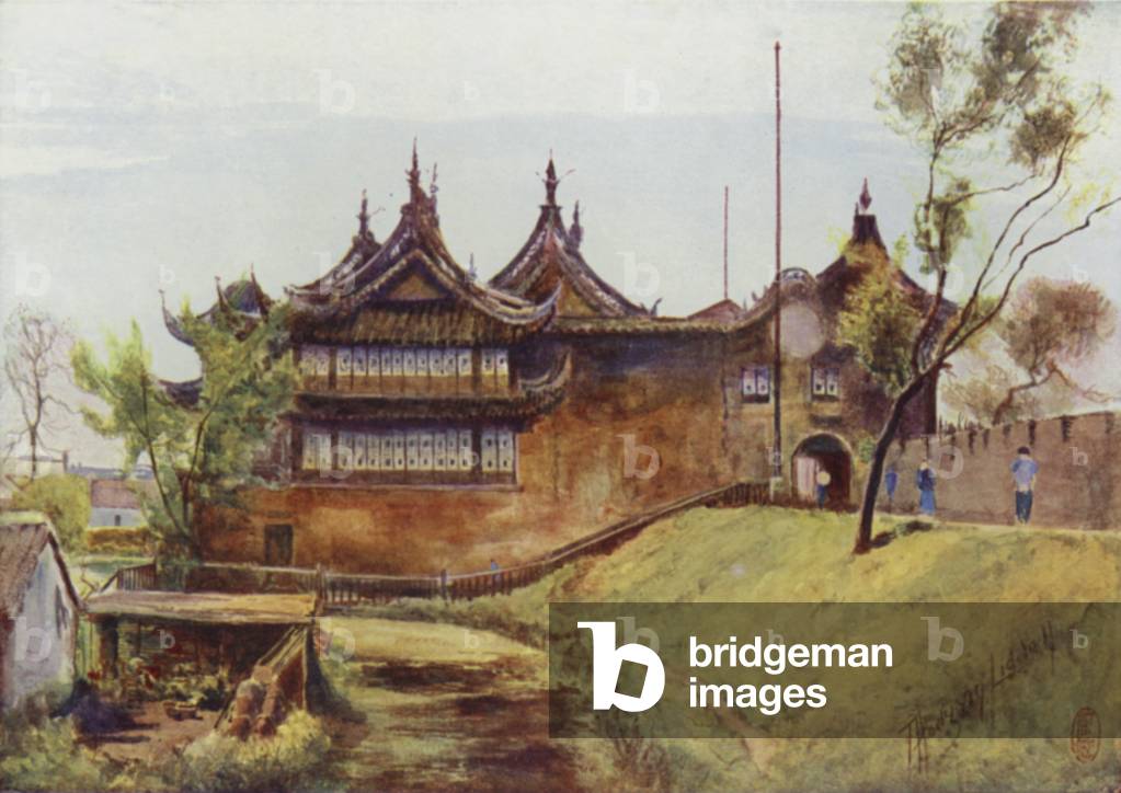 Shanghai, the Piece-Goods Temple, City Wall (colour litho)
