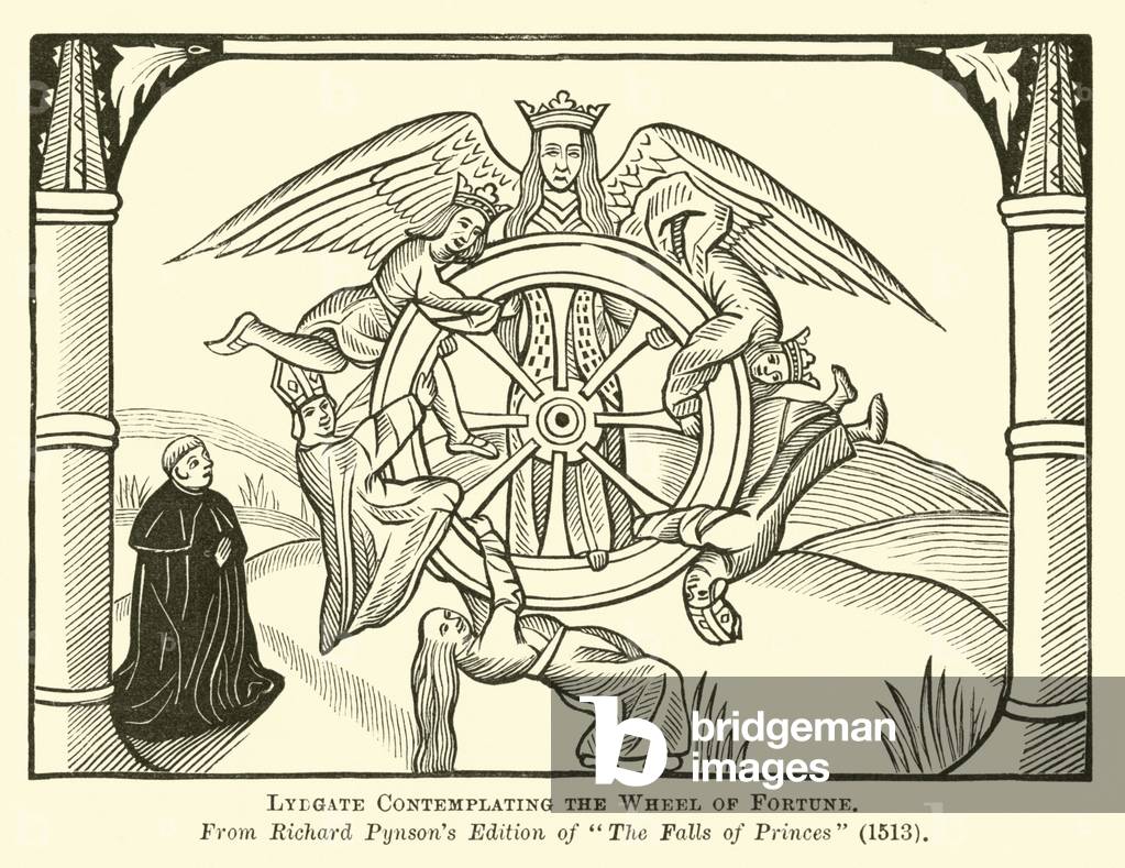 Lydgate contemplating the Wheel of Fortune (engraving)