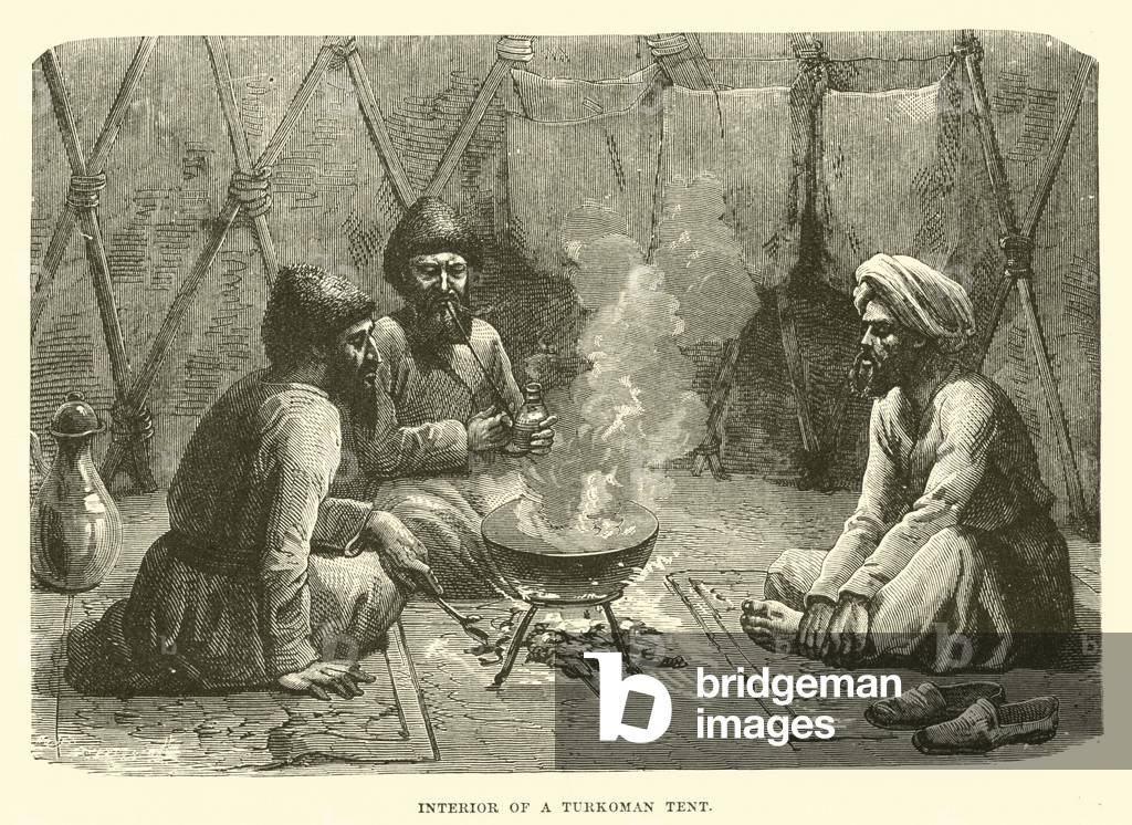 Interior of a Turkoman tent (engraving)