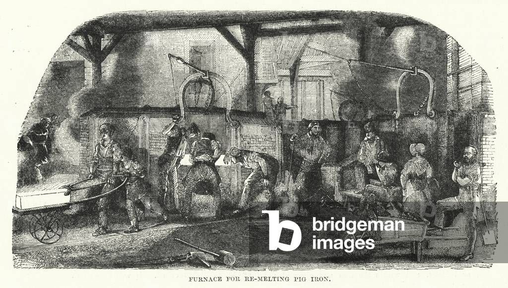 Furnace for re-melting pig iron (engraving)