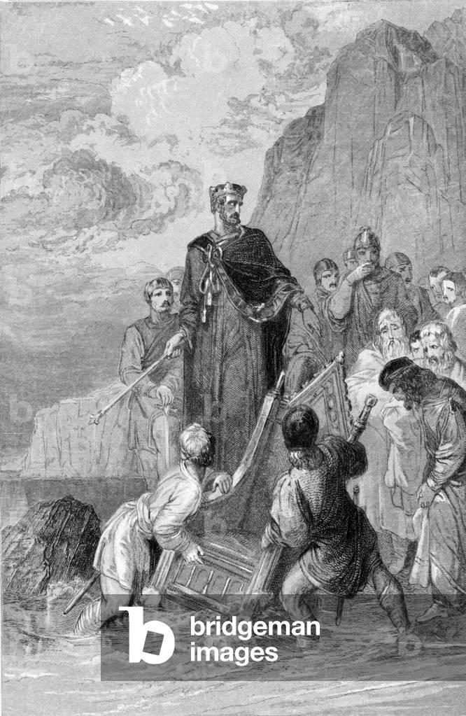 Anglo-Saxon England: Canute rebuking his Courtiers (engraving)