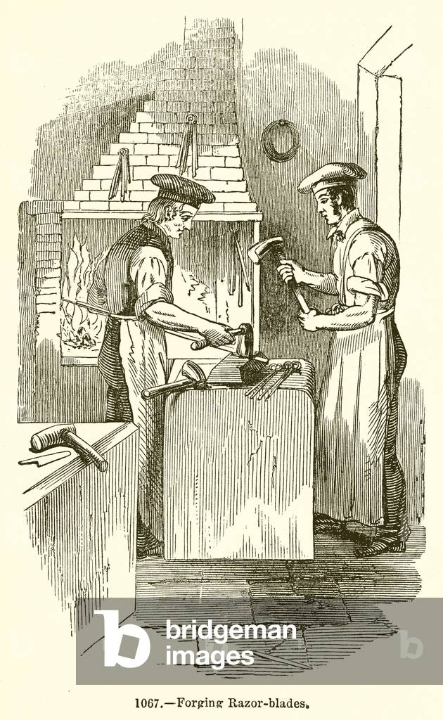 Forging Razor-Blades (engraving)
