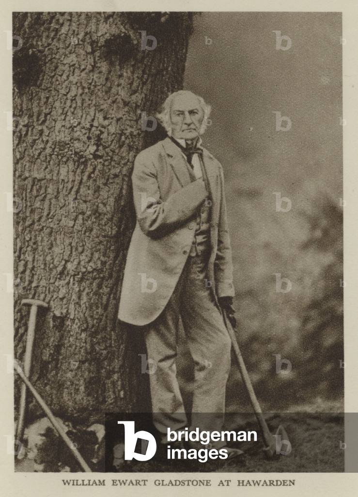 William Ewart Gladstone at Hawarden (b/w photo)