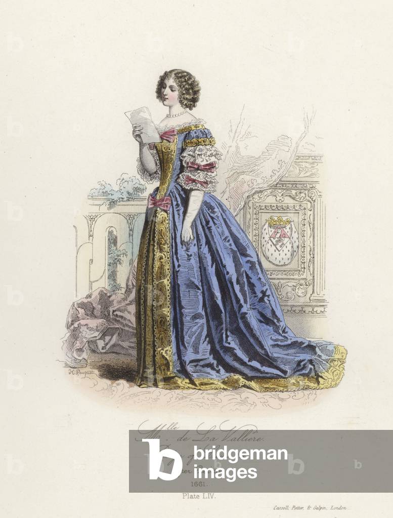 Louise de la Valliere, mistress of Louis XIV of France (coloured engraving)