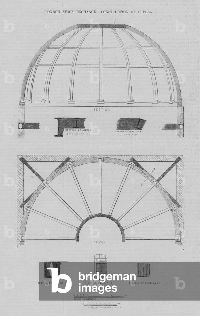 London Stock Exchange, Construction of Cupola (engraving)