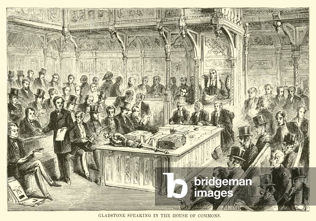 Gladstone speaking in the House of Commons (engraving)