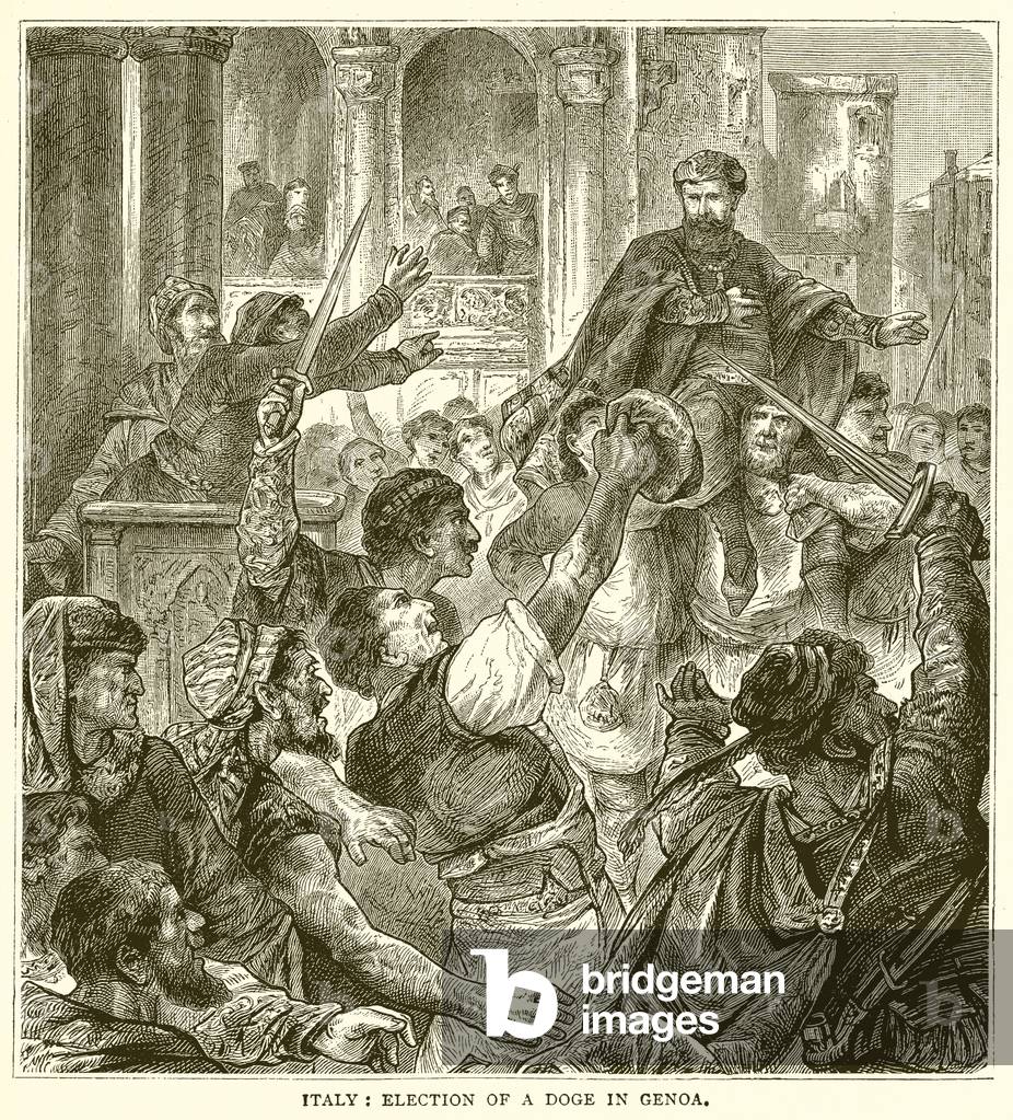 Italy: Election of a Doge in Genoa (engraving)
