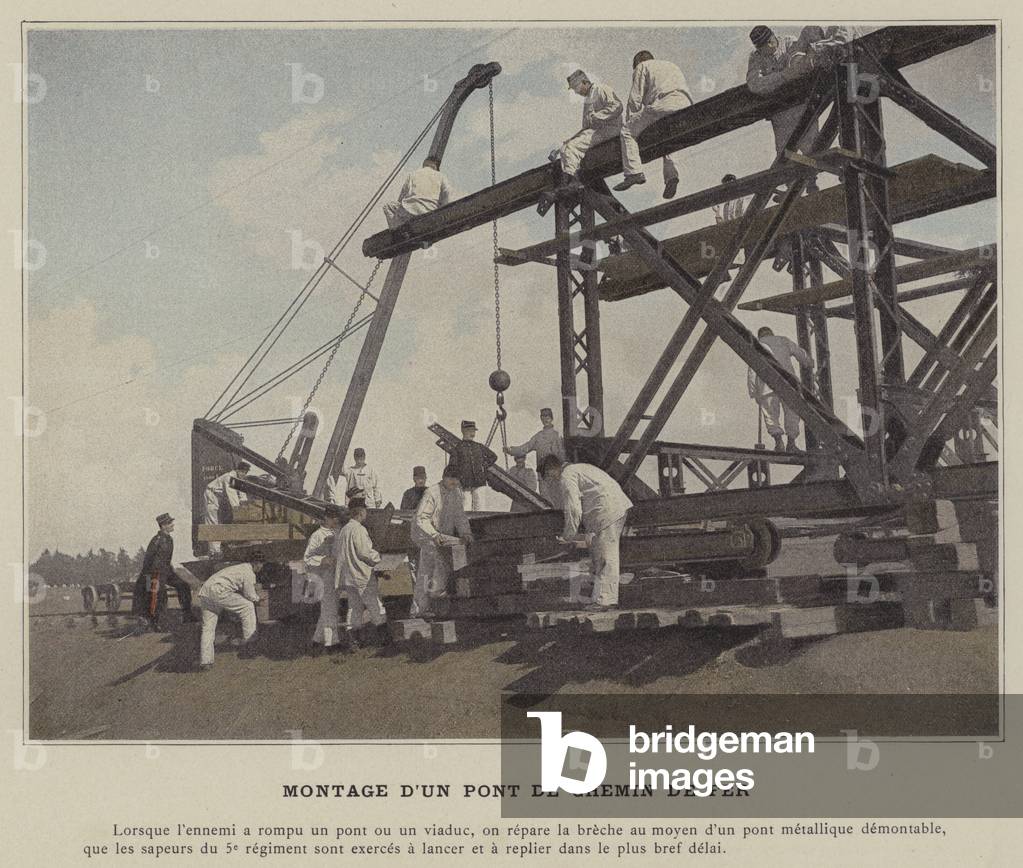 Montage d'un Pont de Chemin de Fer (coloured photo)