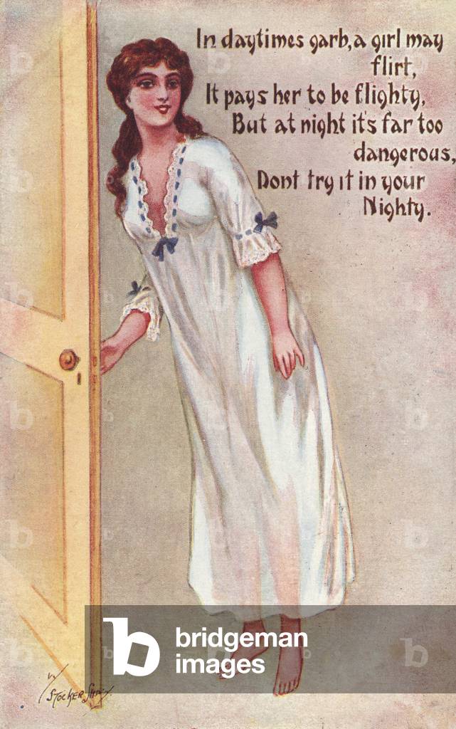 Girl in nighty (colour litho)