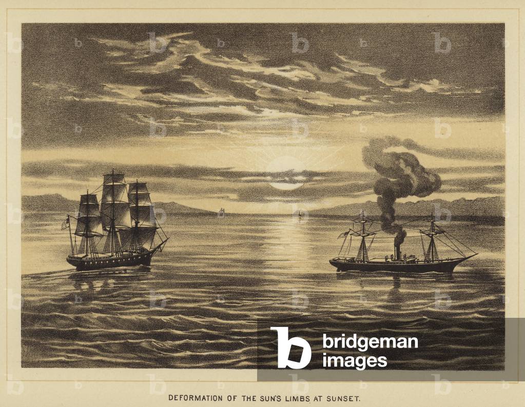 Deformation of the Sun's Limbs at Sunset (colour litho)