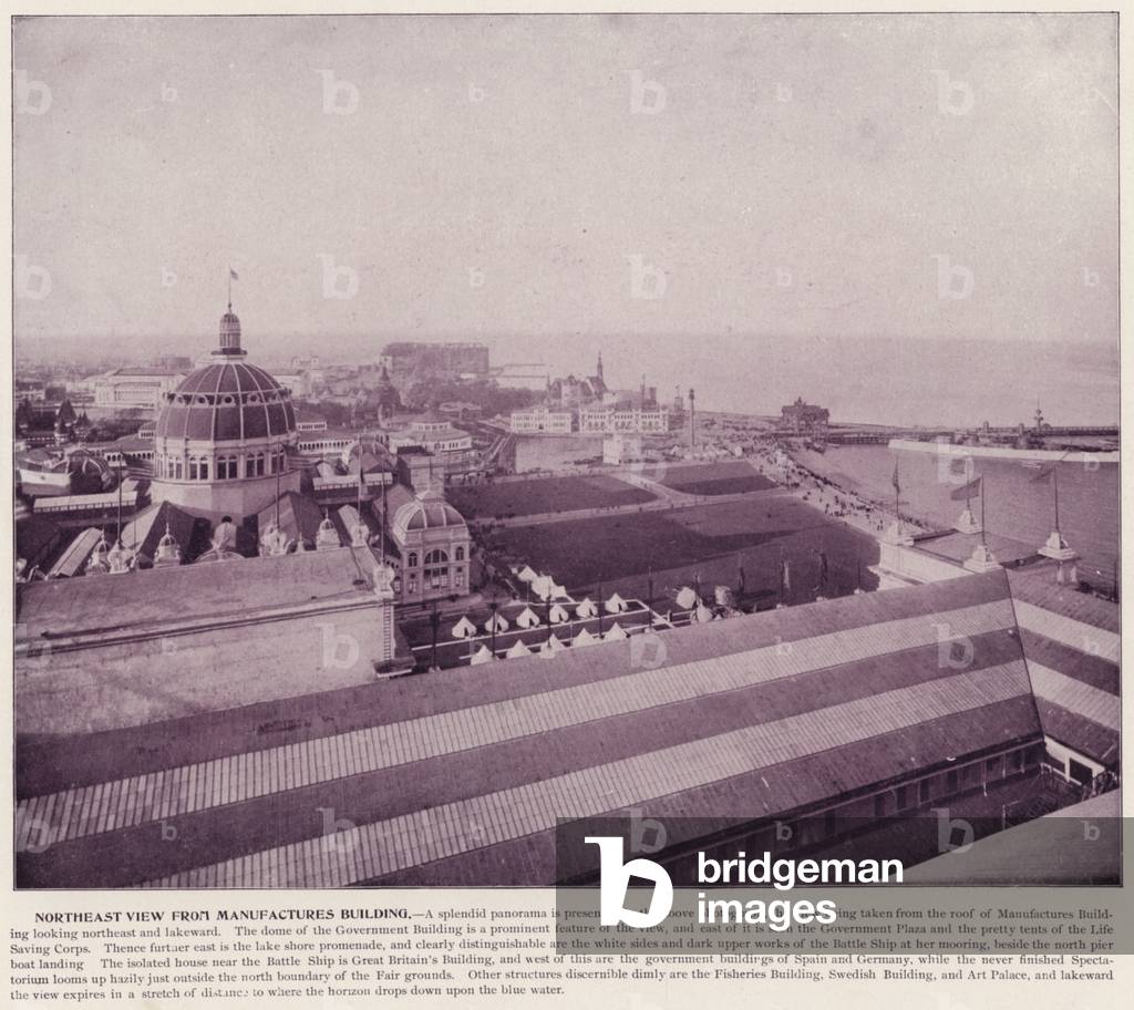 Chicago World's Fair, 1893: Northeast View from Manufactures Building (b/w photo)