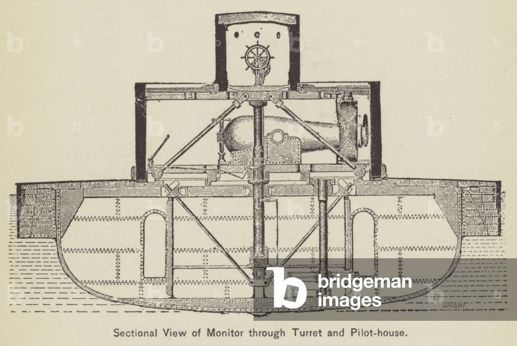 Sectional View of Monitor through Turret and Pilot-house (engraving)