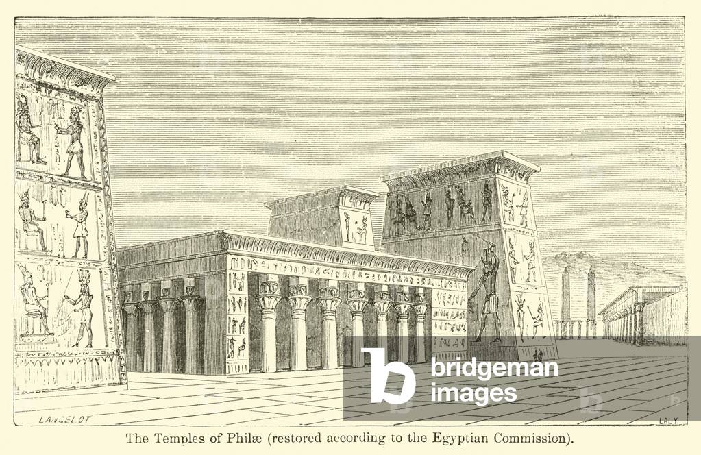 The Temples of Philae, restored according to the Egyptian Commission (engraving)