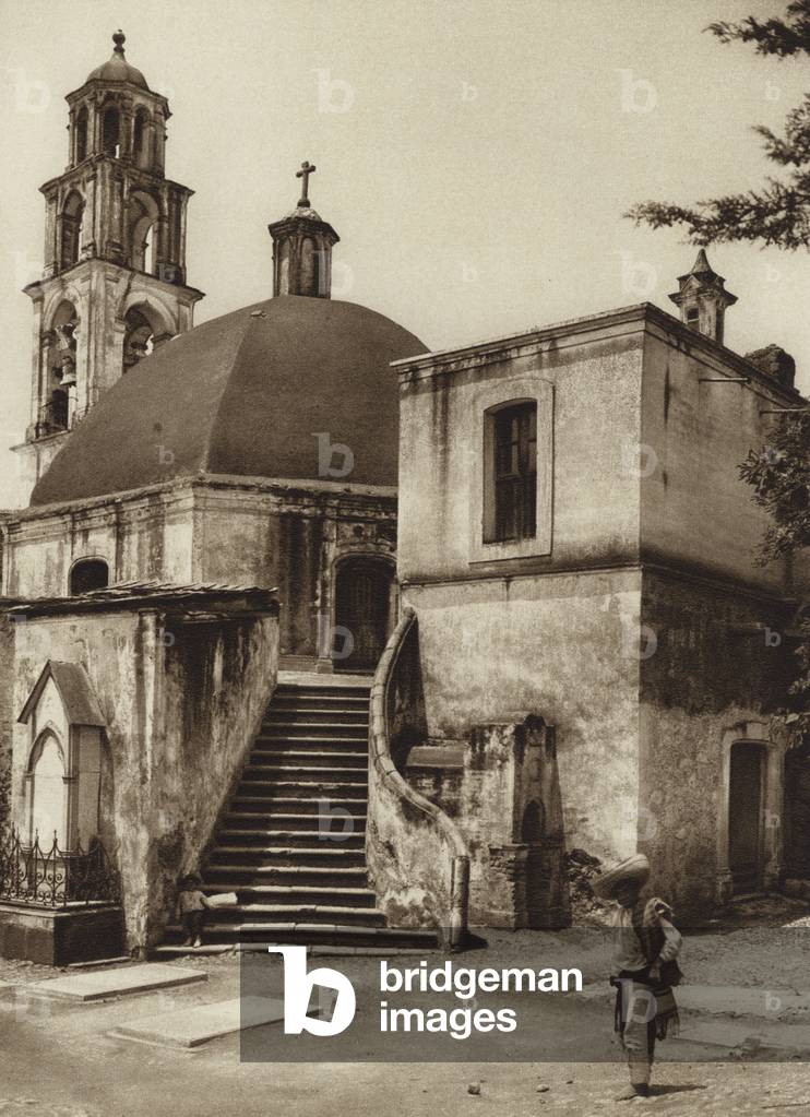 Mexico: Capilla sobre el Sacro Monte, Amecameca (b/w photo)