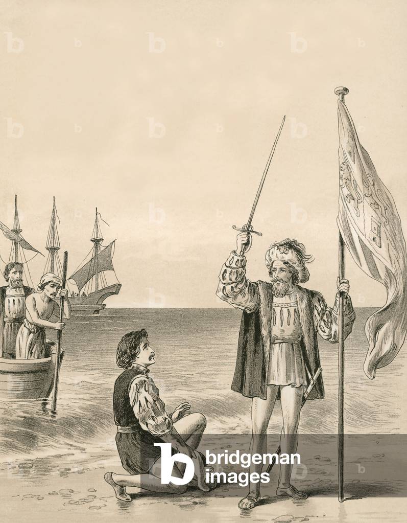 Columbus takes possession of the New World in the name of his sovereign