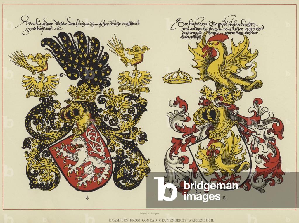 Examples from Conrad Grunenberg's Wappenbuch (colour litho)