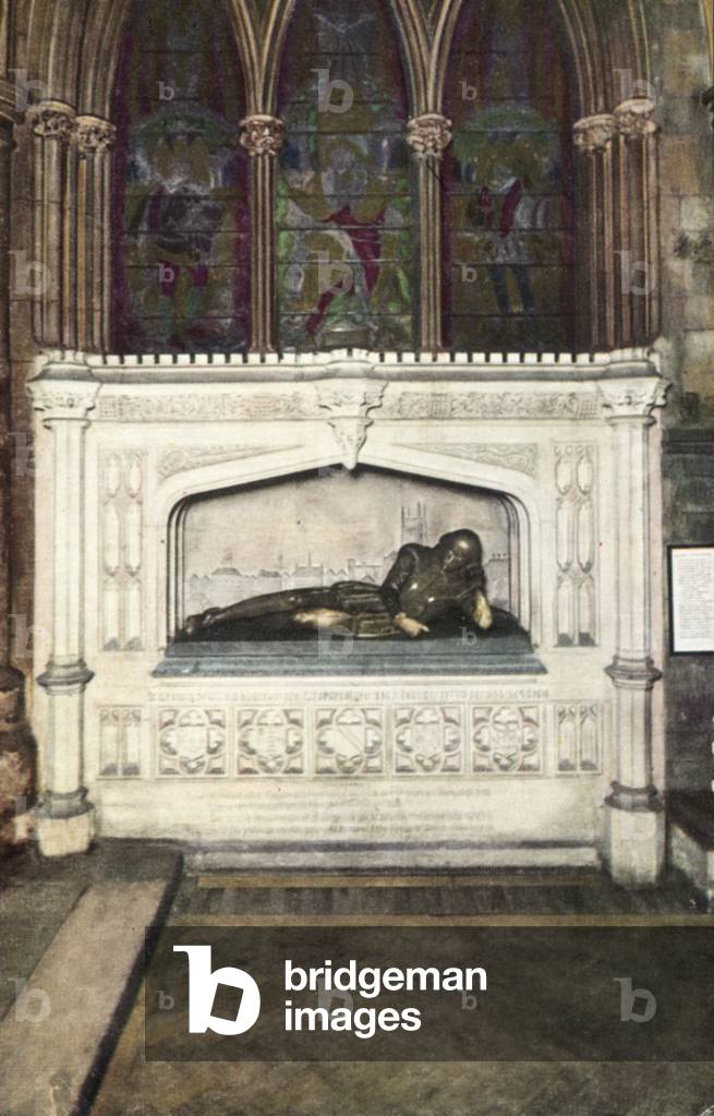 Shakespeare Monument, Southwark Cathedral, London (coloured photo)