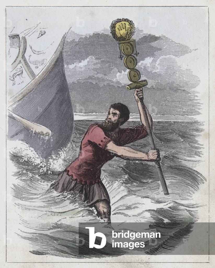 Landing of the Romans (coloured engraving)