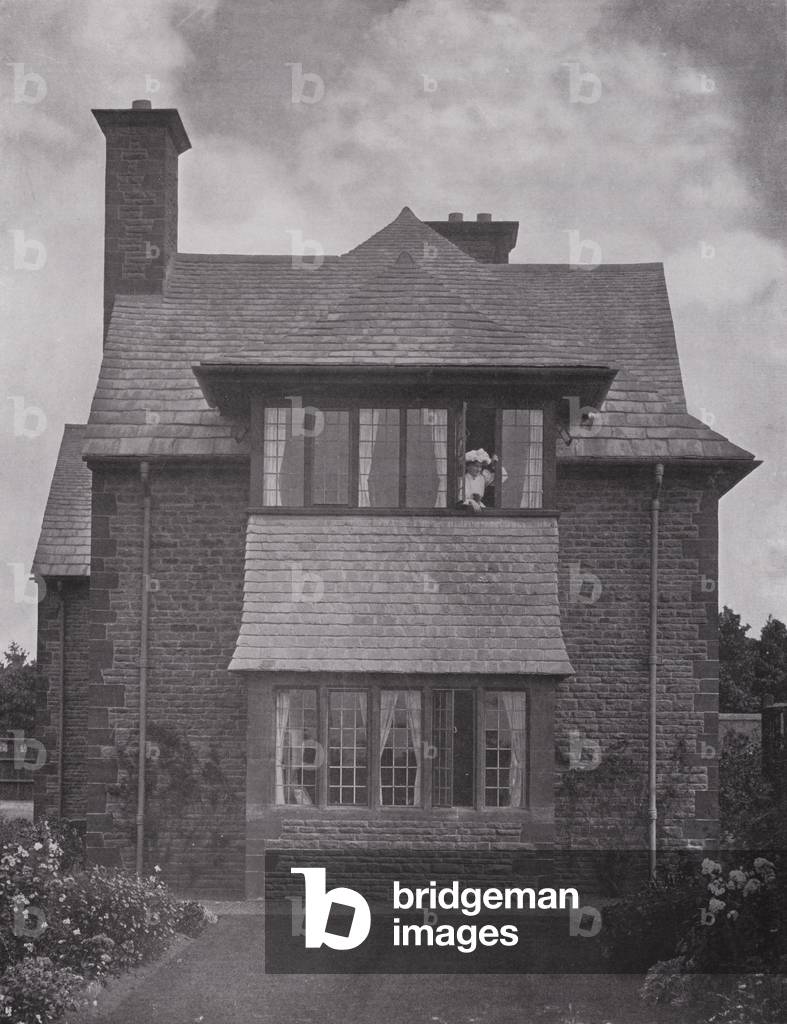Stone House at Pitsford, Northamptonshire, England (b/w photo)
