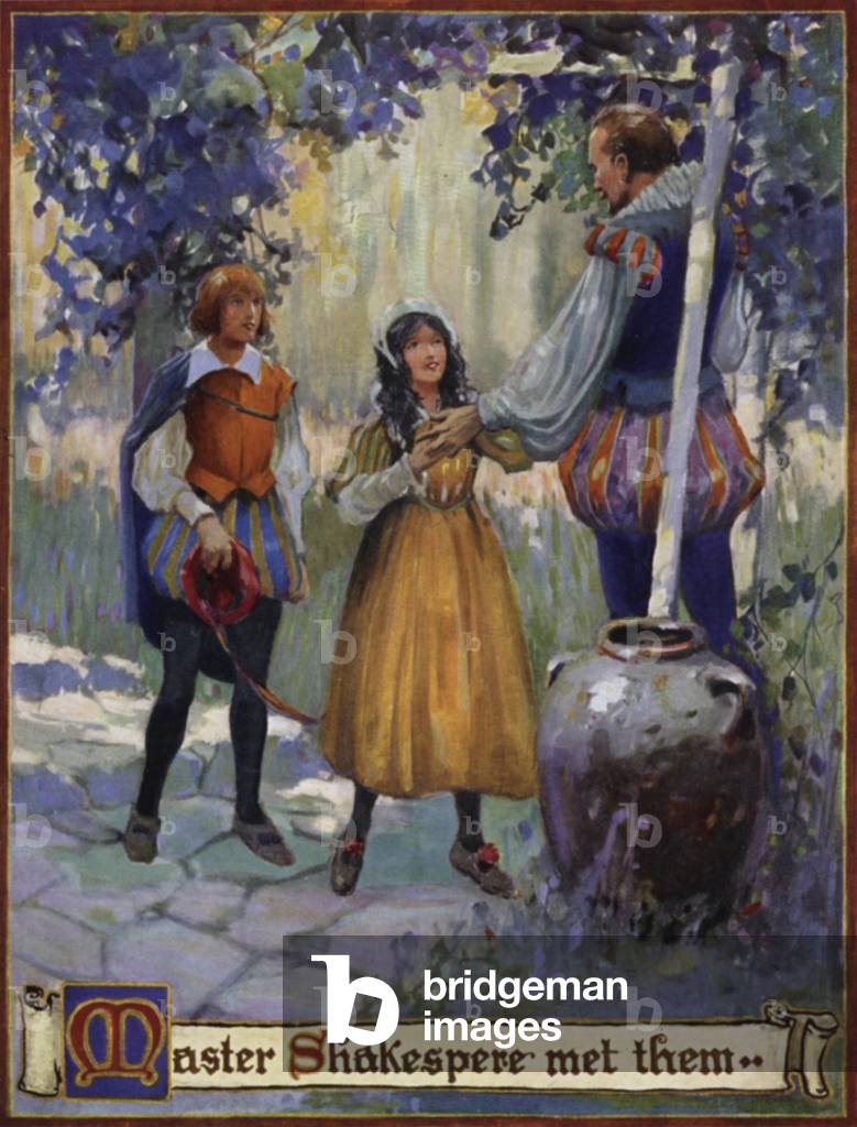 Master Shakespeare met them (colour litho)