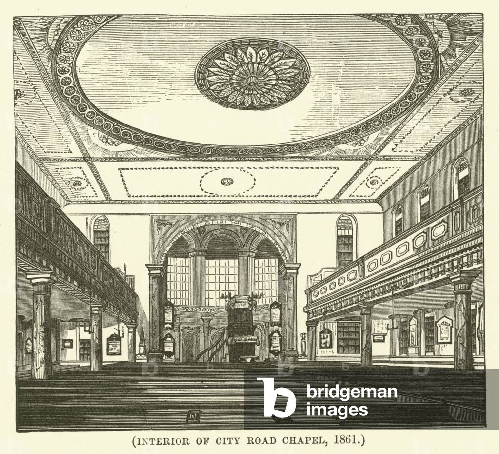 Interior of City Road Chapel, 1861 (engraving)