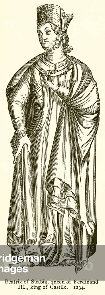 Beatrix of Suabia, Queen of Ferdinand III, King of Castile. 1234 (engraving)
