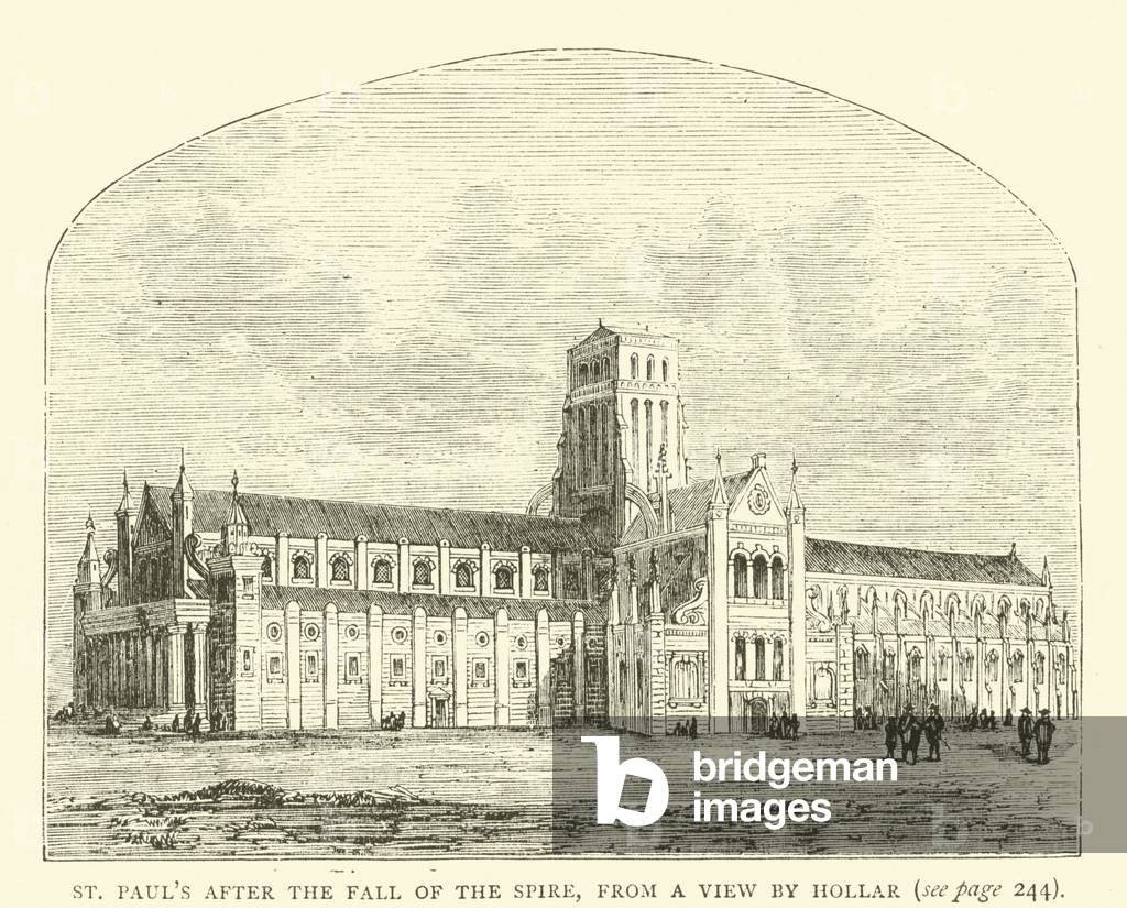 St Paul's after the fall of the spire, from a view by Hollar (engraving)