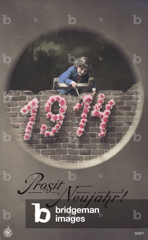 Happy New Year Card, 1914 (coloured photo)